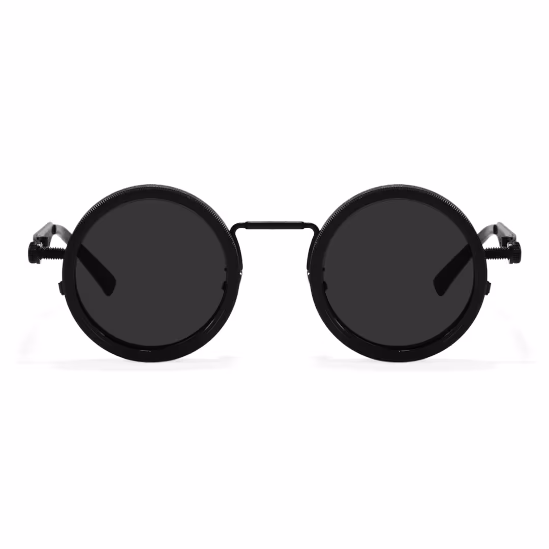 Front view of Orinr steampunk round metal sunglasses RM0312605 in black