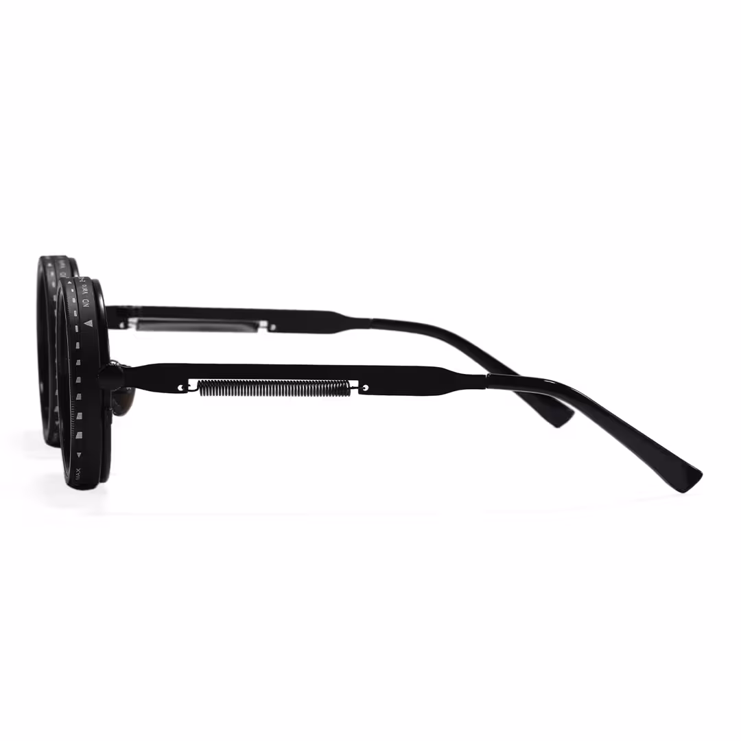 Side view of Orinr steampunk round metal sunglasses RM0312605 in black