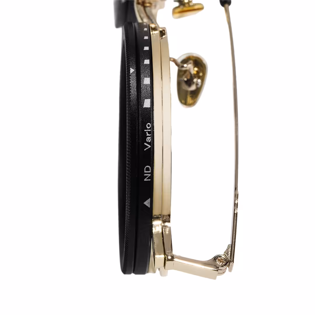 Frame detail view of Orinr steampunk round metal sunglasses RM0312605 in gold