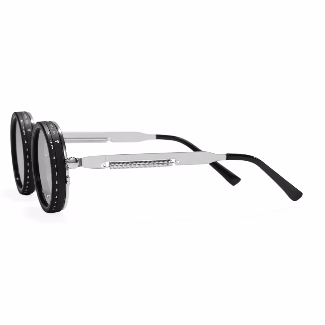 Side view of Orinr steampunk round metal sunglasses RM0312605 in silver