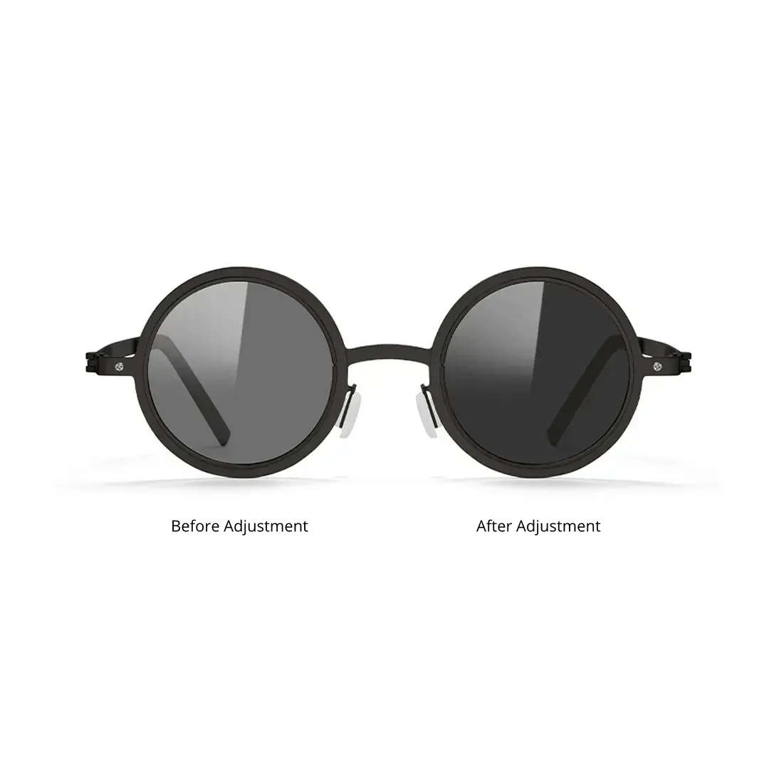 Front view of Myron steampunk round metal sunglasses RM0322507 in black