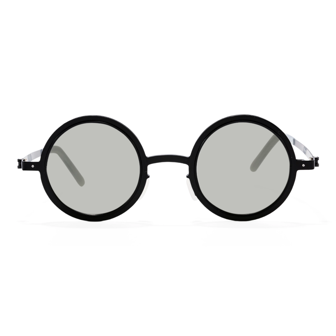 Front view of Myron steampunk round metal sunglasses RM0322507 in black