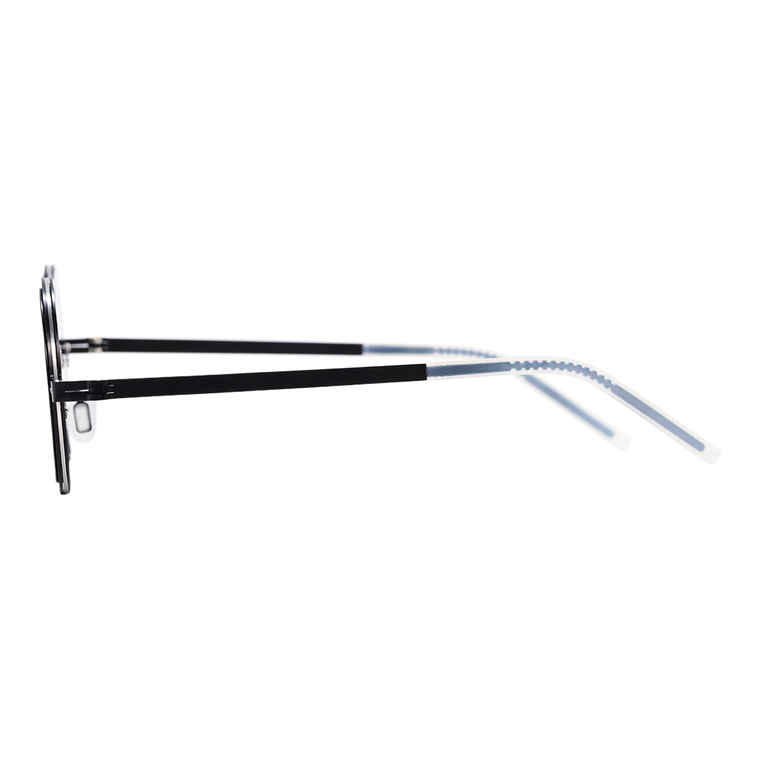 Side view of Myron steampunk round metal sunglasses RM0322507 in black