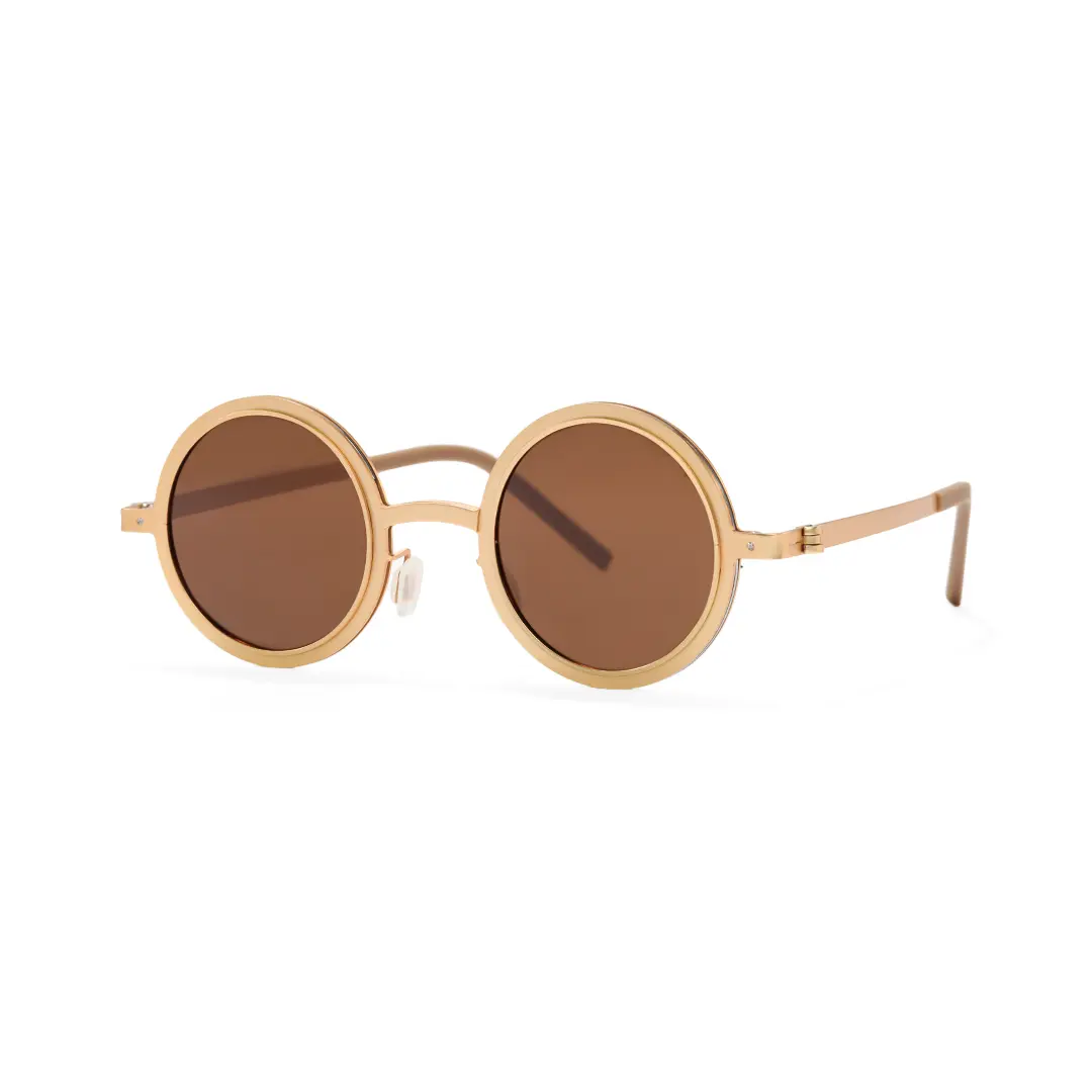 Angle view of Myron round pc sunglasses RM0322507 in gold