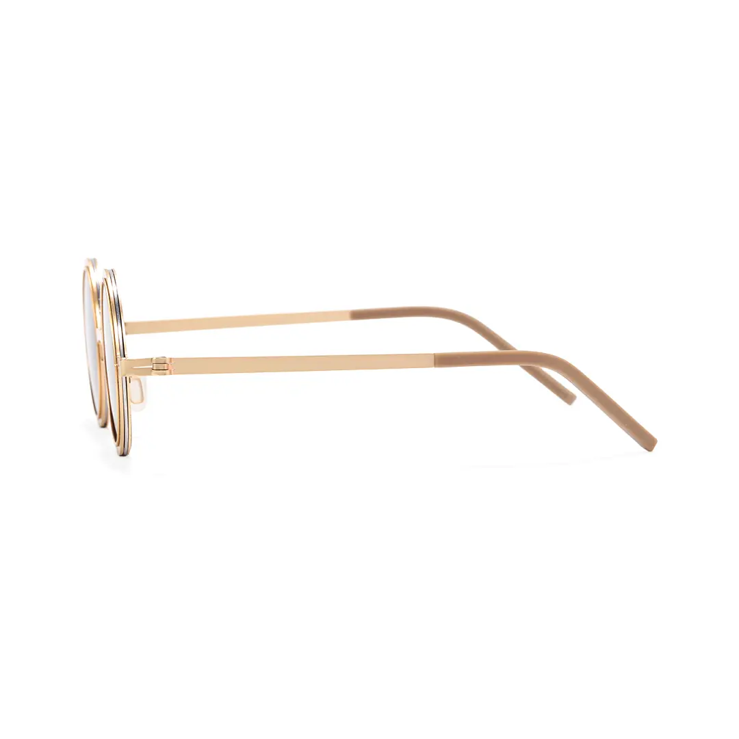 Side view of Myron round pc sunglasses RM0322507 in gold