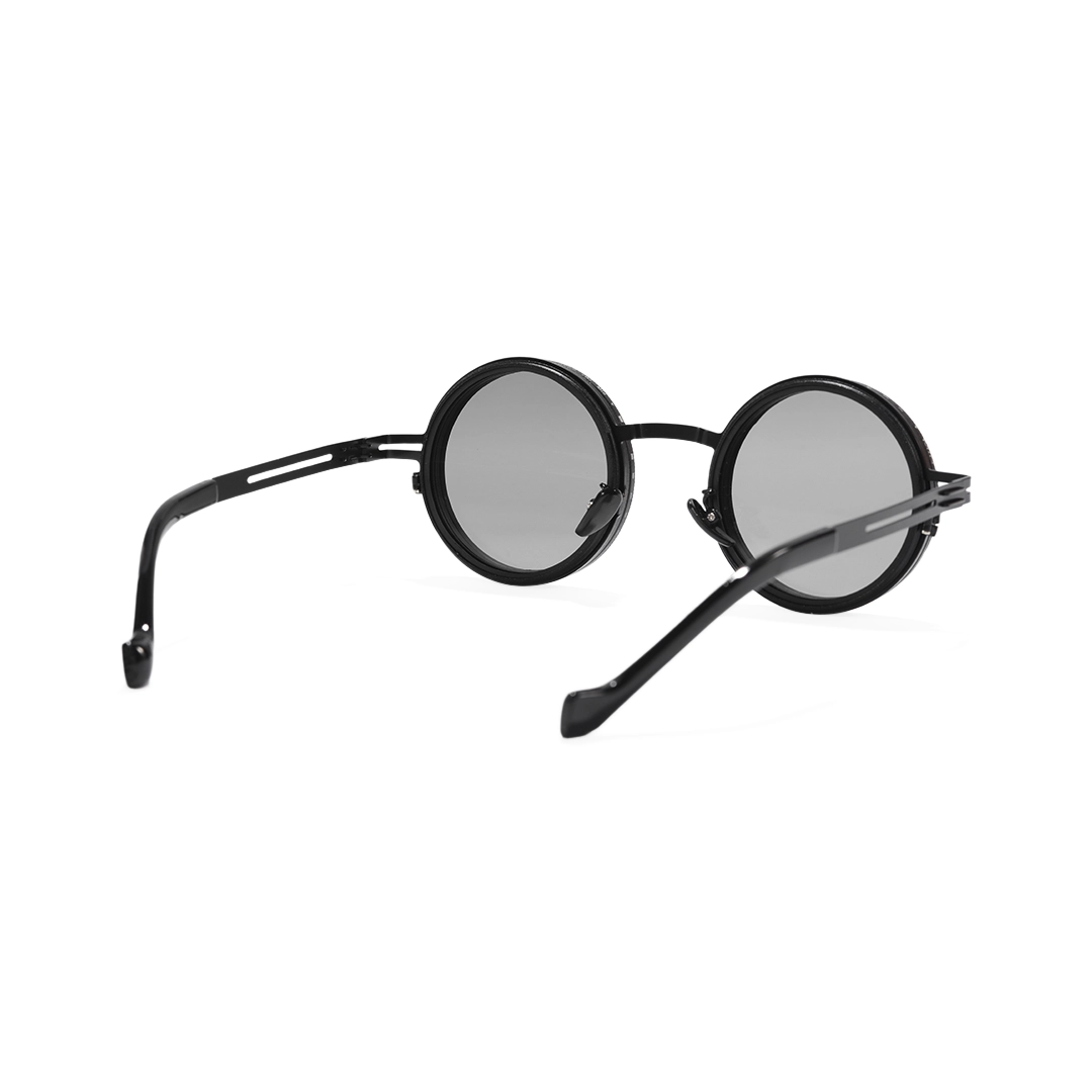 Back view of Caelon round metal sunglasses RM0352507 in black