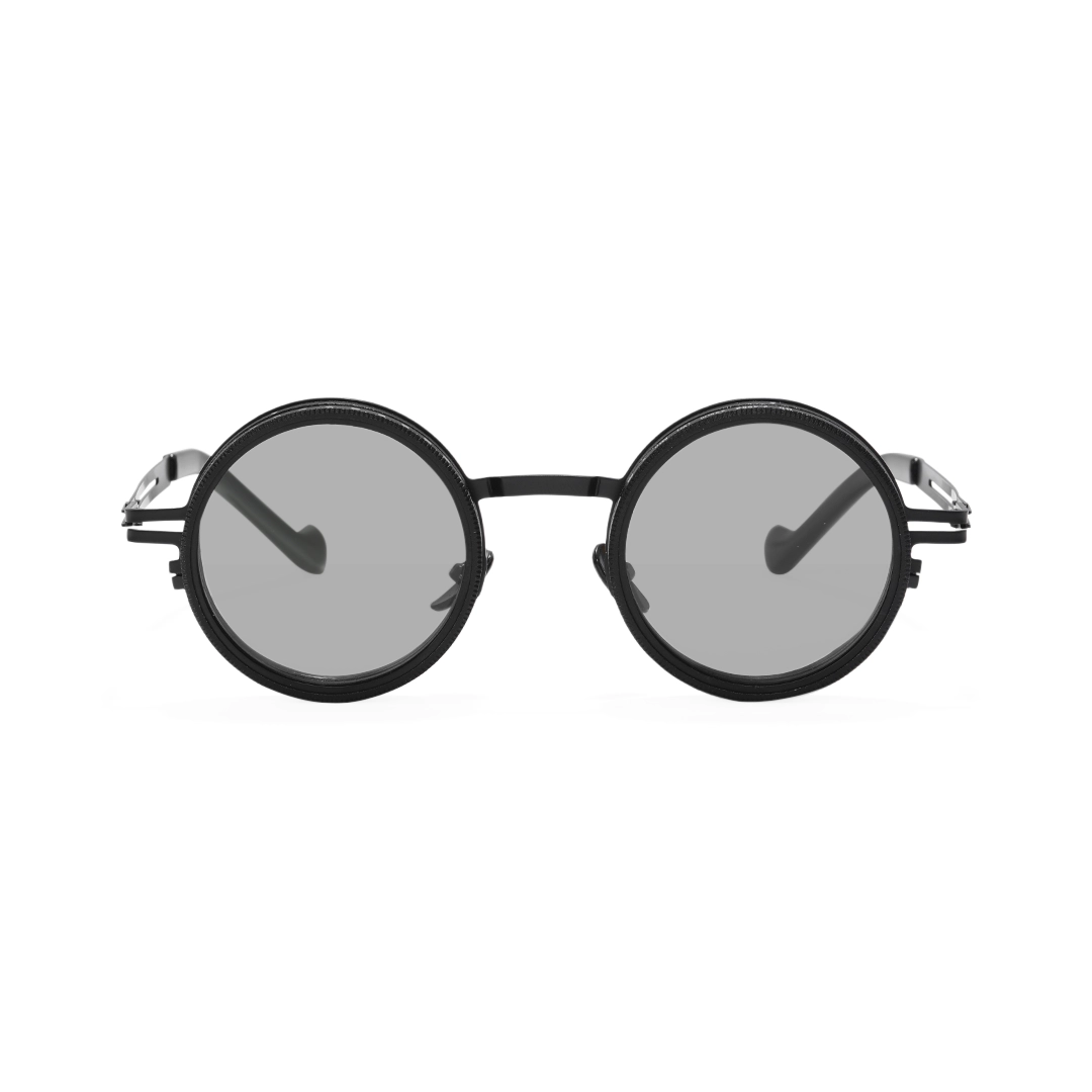 Front view of Caelon round metal sunglasses RM0352507 in black