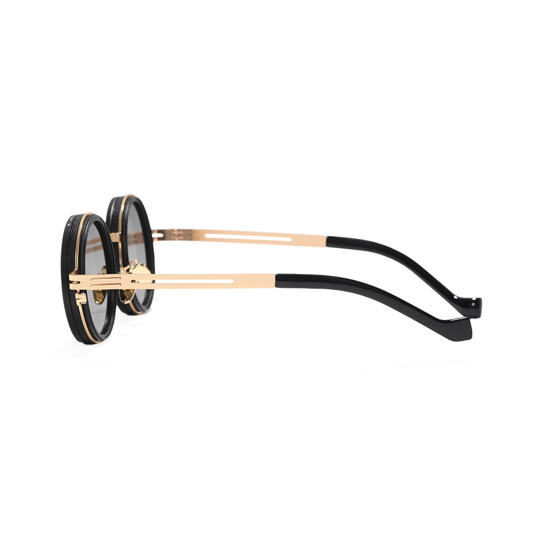Side view of Caelon round metal sunglasses RM0352507 in gold