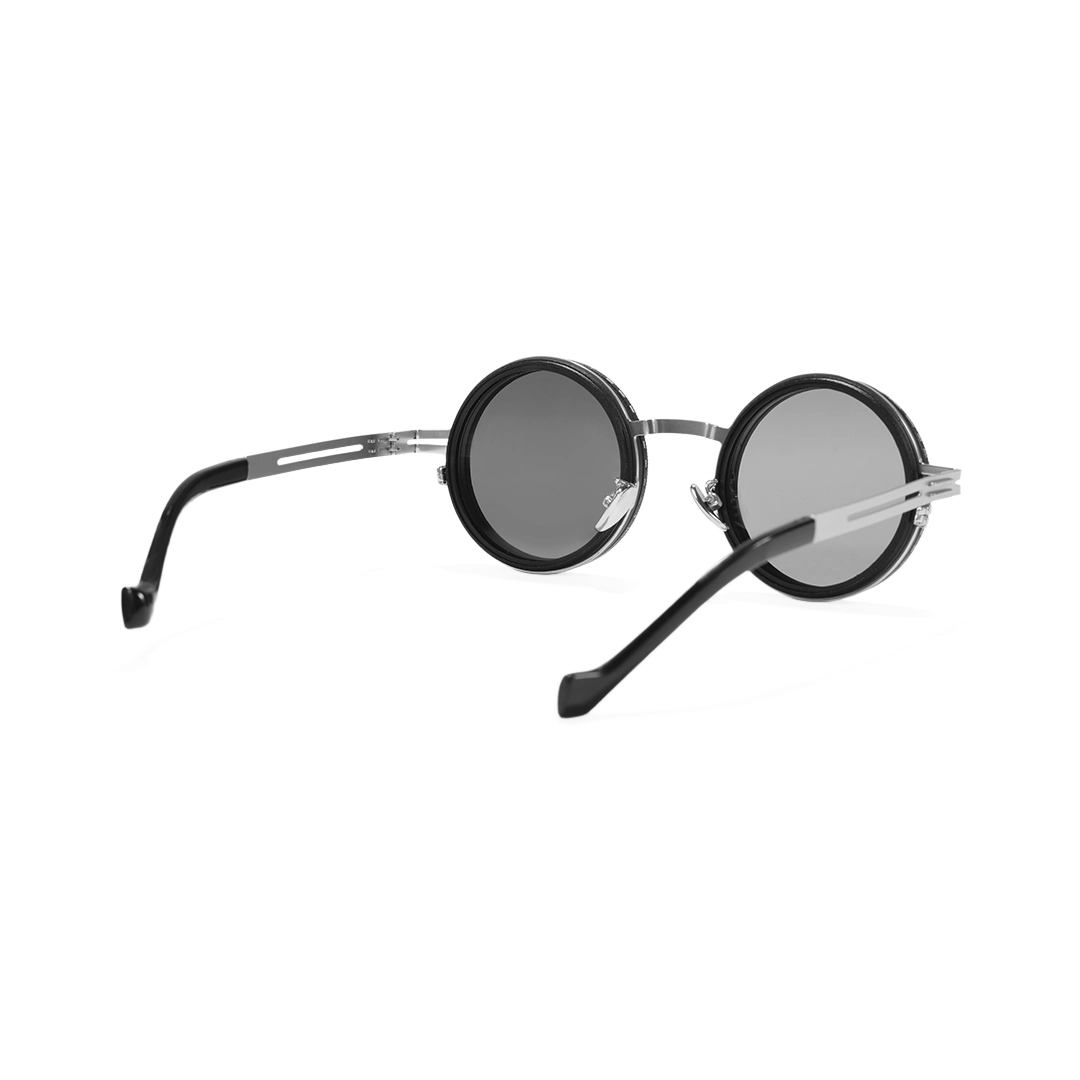 Back view of Caelon round metal sunglasses RM0352507 in silver