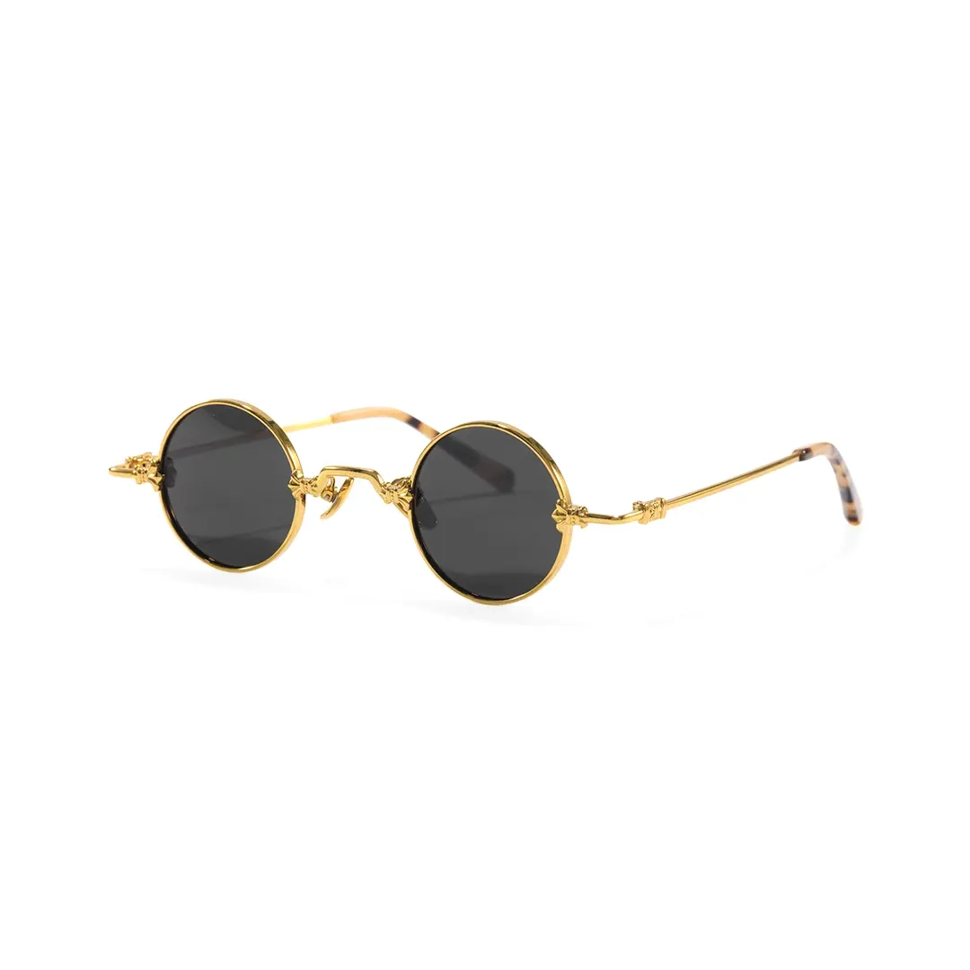 Angle view of Regan round metal sunglasses RM0362505 in gold