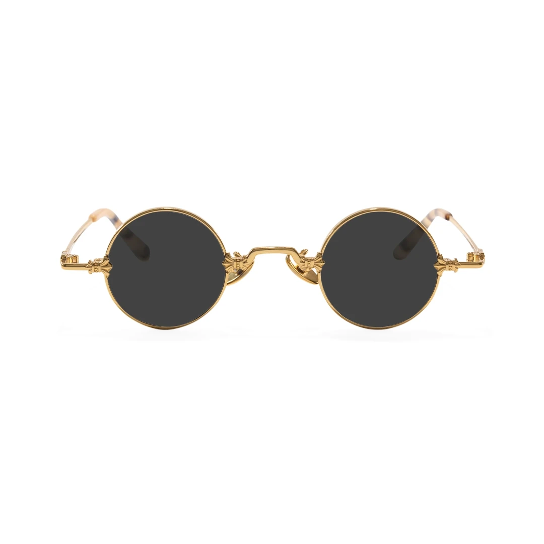 Front view of Regan round metal sunglasses RM0362505 in gold
