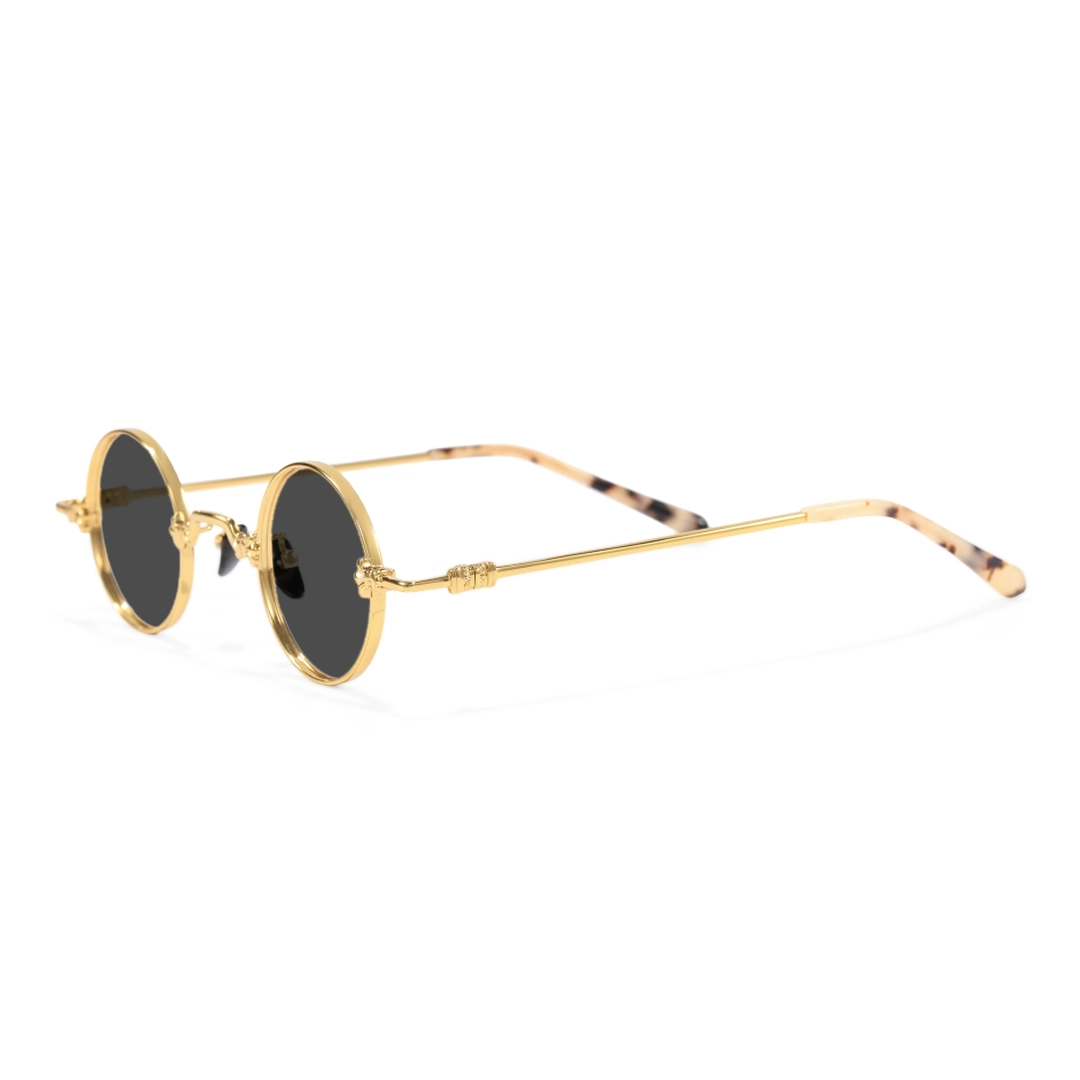 Side view of Regan john lennon round metal sunglasses RM0362505 in gold