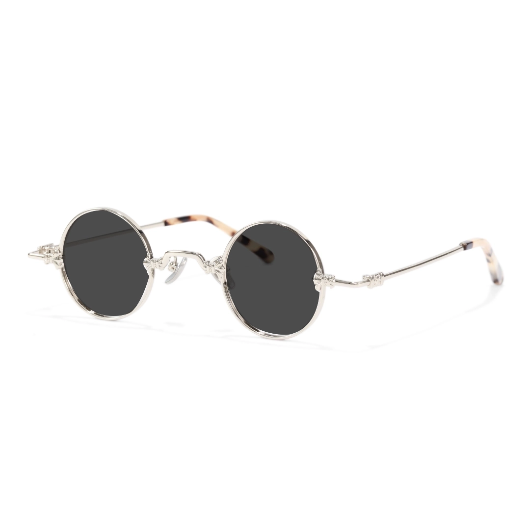 Angle view of Regan john lennon round metal sunglasses RM0362505 in silver