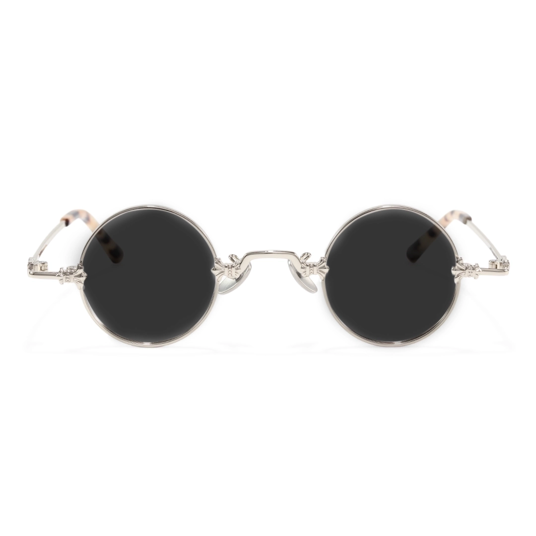 Front view of Regan john lennon round metal sunglasses RM0362505 in silver