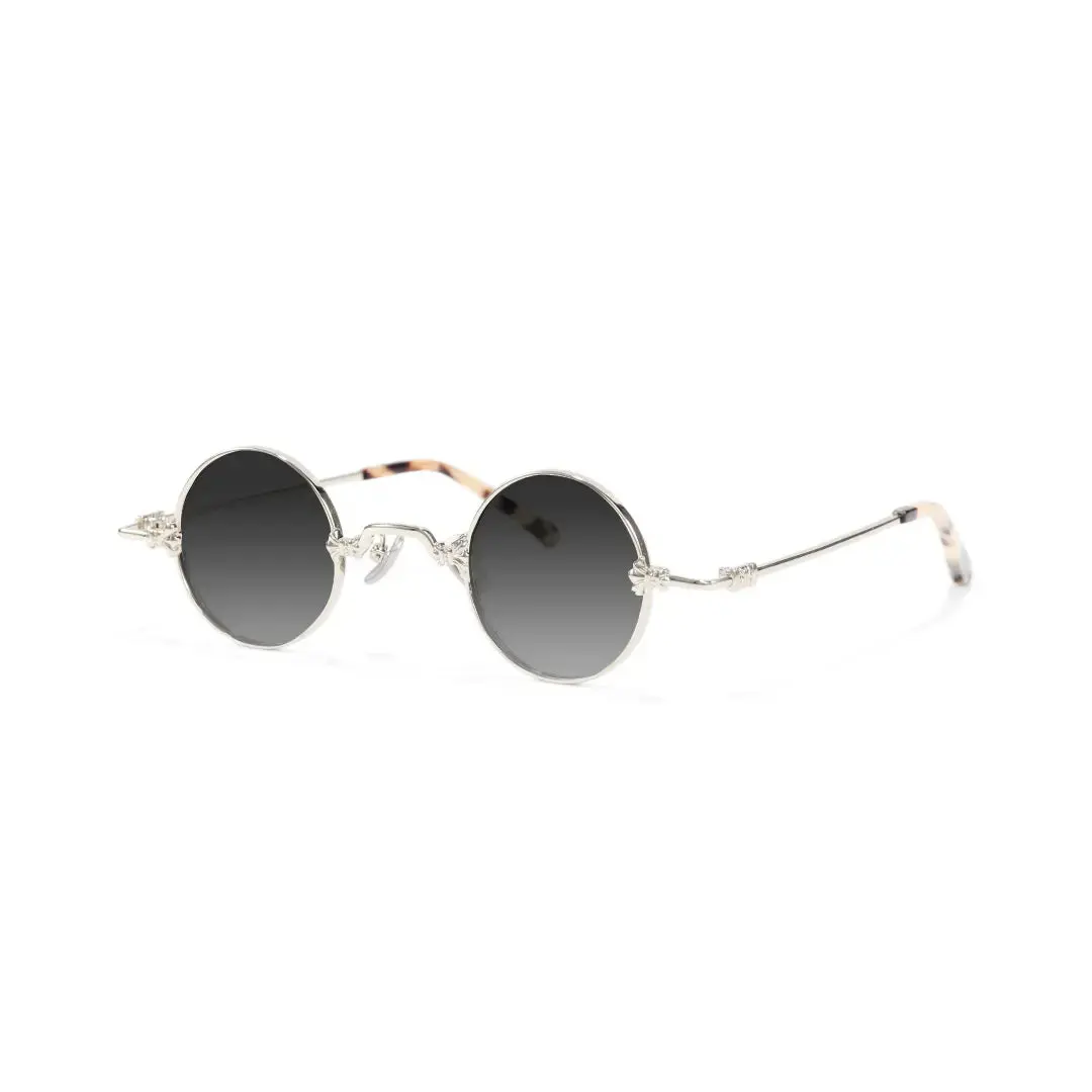 Angle view of Regan round metal sunglasses RM0362505 in silver