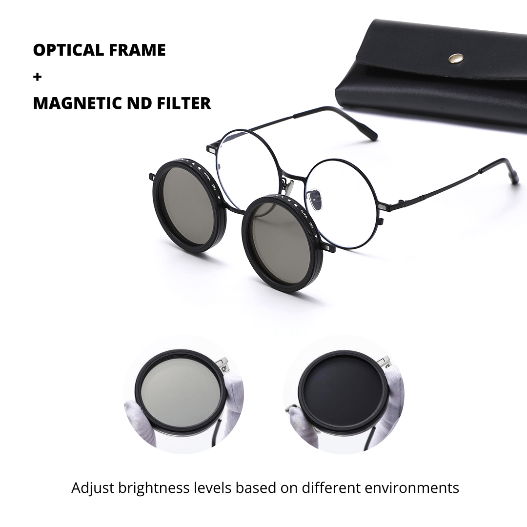 Usage instructions of Aeris steampunk round metal magnetic clip-on sunglasses set with interchangeable clip-on lenses RM0382507 in black