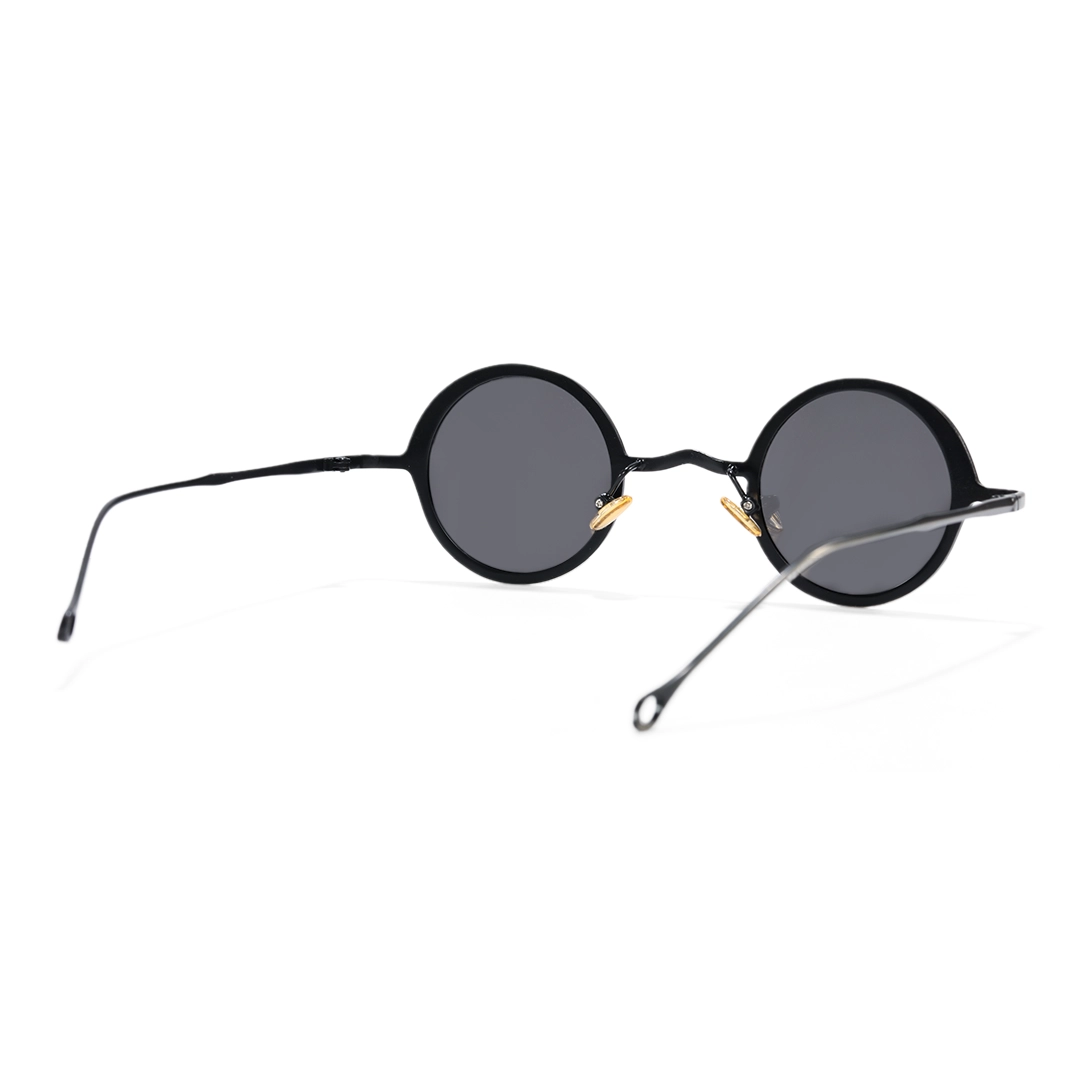 Back view of Ulric round metal sunglasses RM0402601 in black