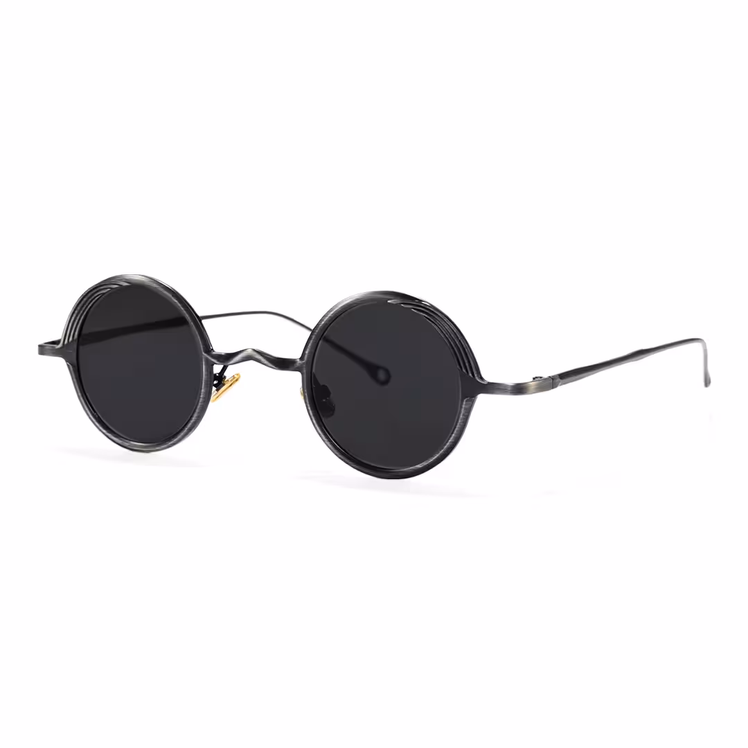 Angle view of Ulric john lennon round metal sunglasses RM0402601 in black