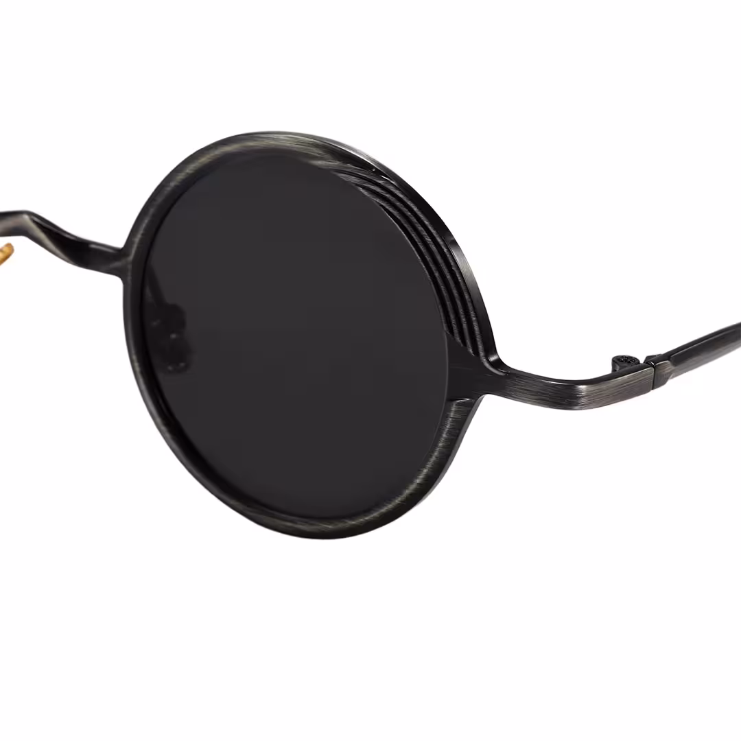 End piece detail of Ulric john lennon round metal sunglasses RM0402601 in black