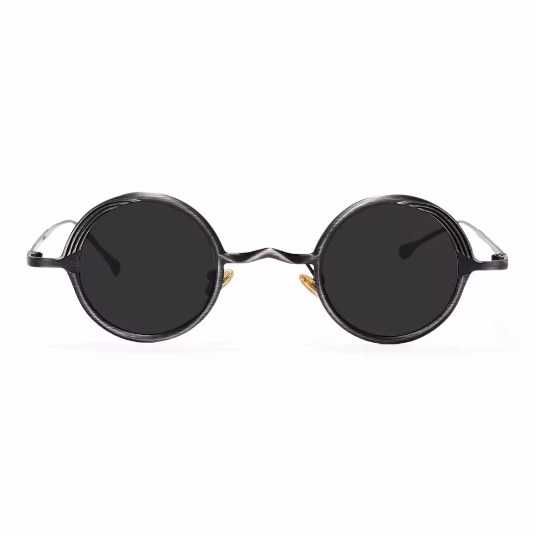 Front view of Ulric john lennon round metal sunglasses RM0402601 in black