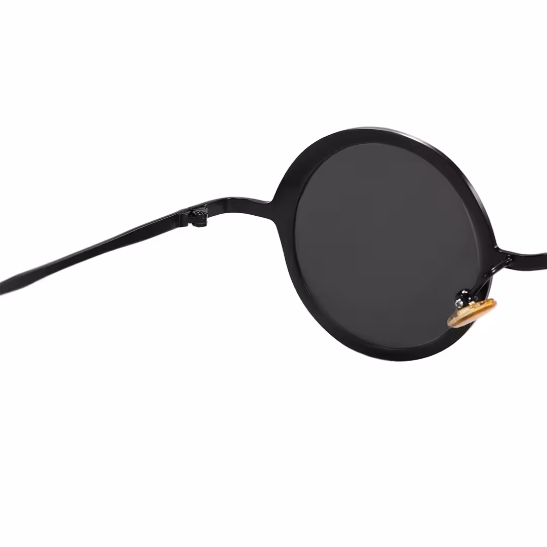 Hinge detail of Ulric john lennon round metal sunglasses RM0402601 in black