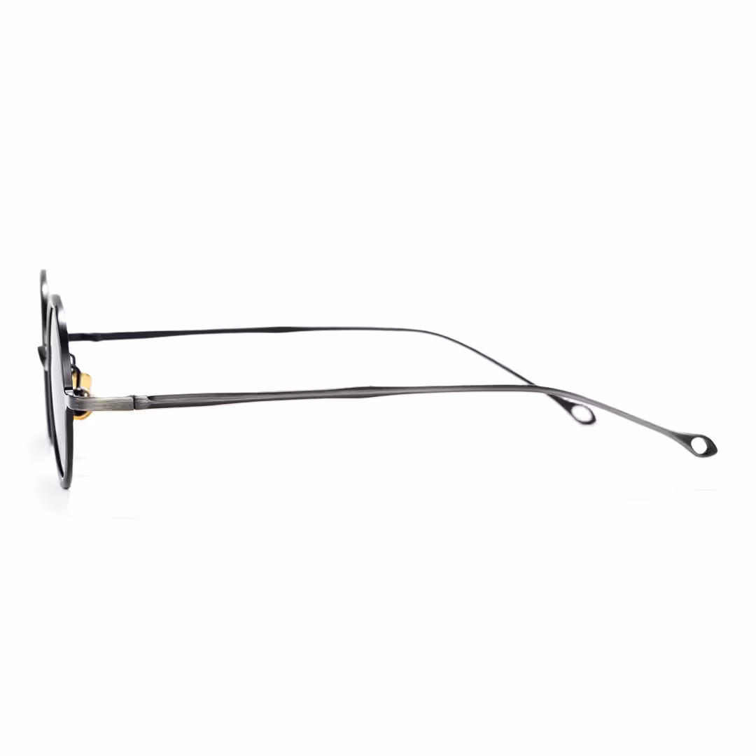 Side view of Ulric john lennon round metal sunglasses RM0402601 in black