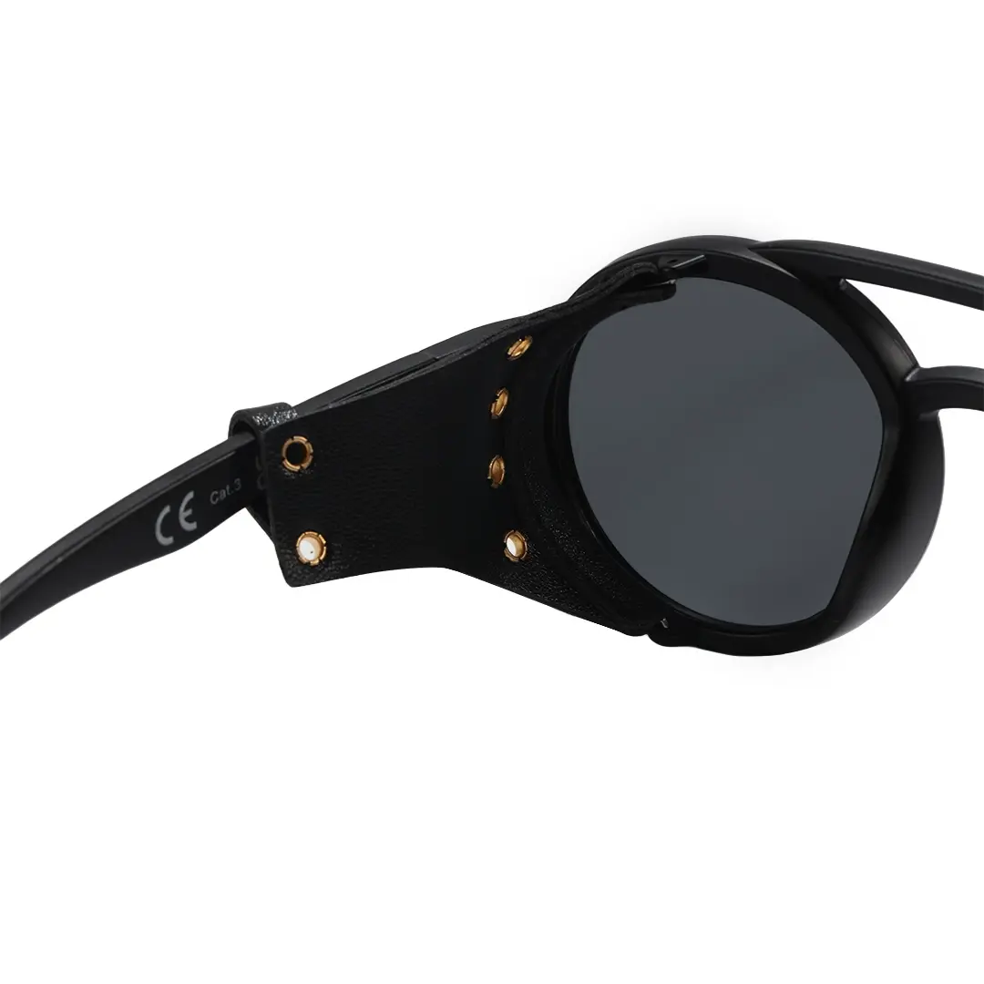 Frame detail view of Rhys steampunk round pc sunglasses RP0082604 in black