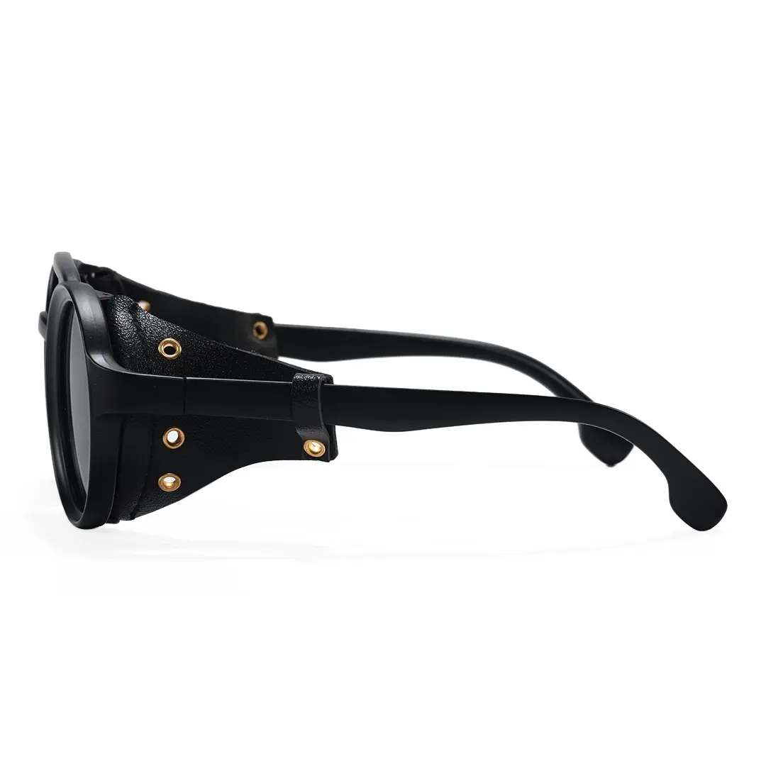 Side view of Rhys steampunk round pc sunglasses RP0082604 in black