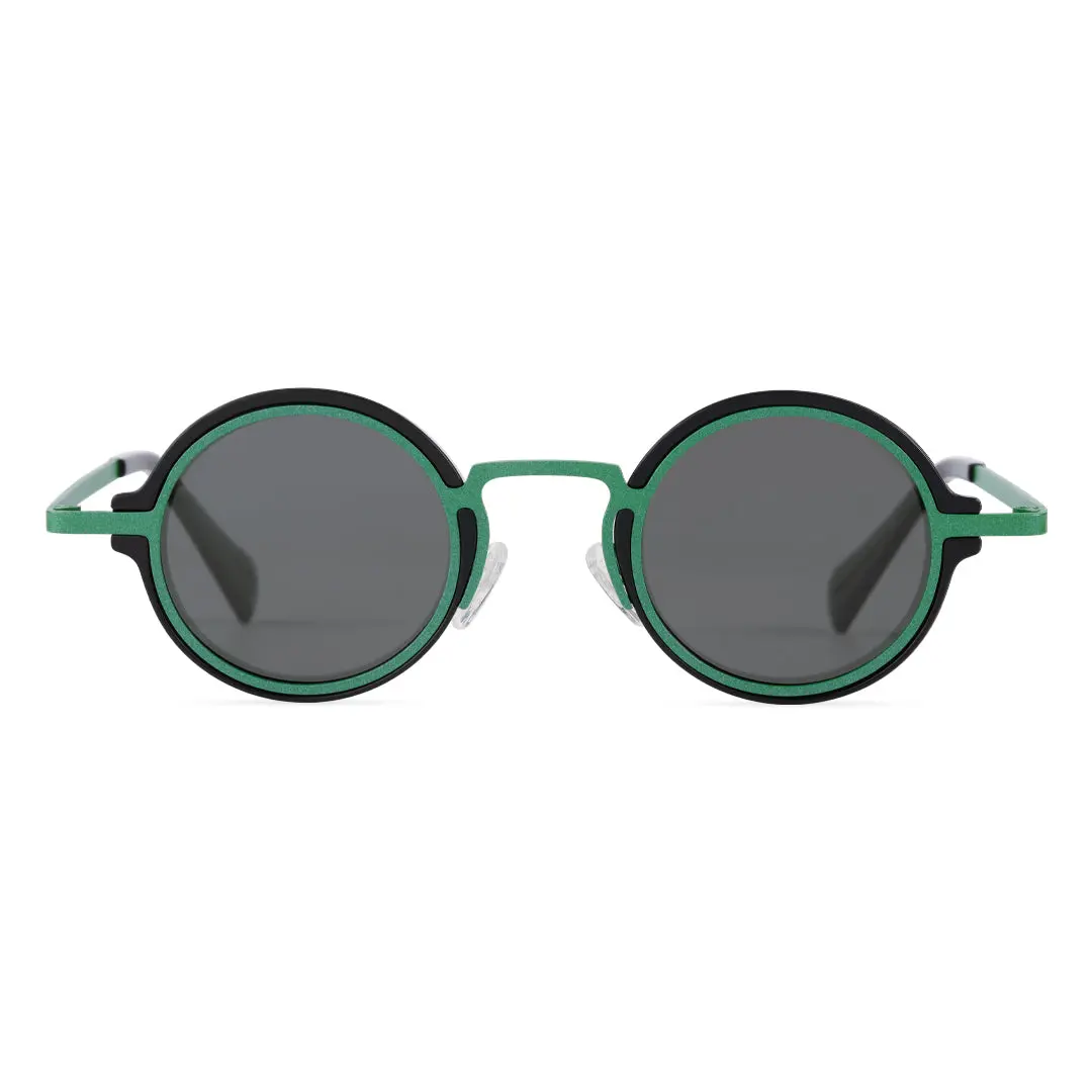 Front view of Bil vintage round tr90 sunglasses RR0192302 in army green