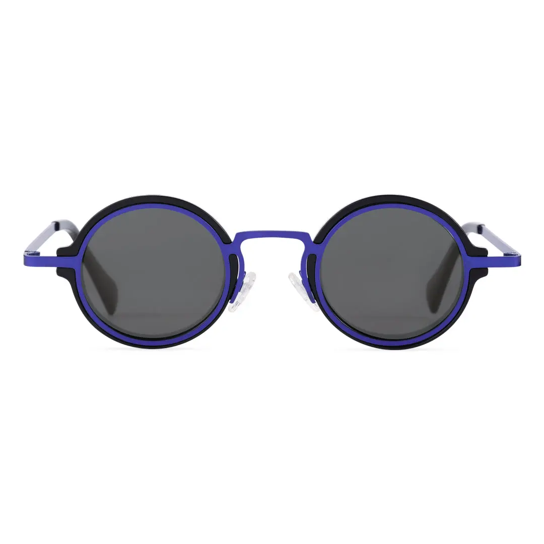 Front view of Bil vintage round tr90 sunglasses RR0192302 in blue
