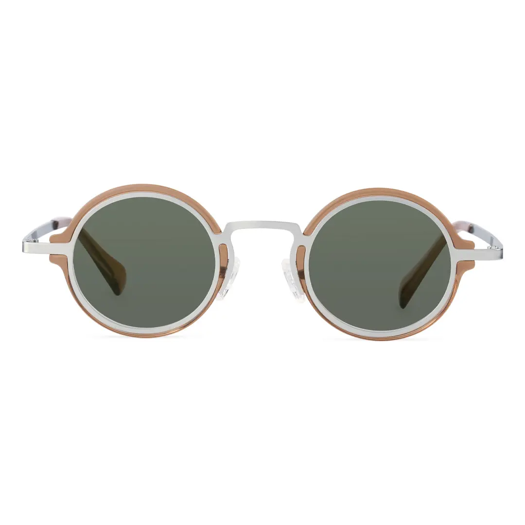 Front view of Bil vintage round tr90 sunglasses RR0192302 in brown