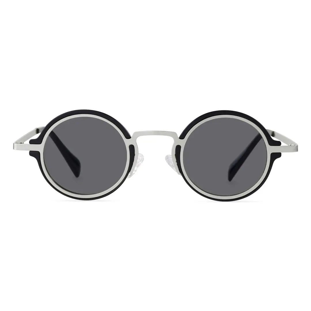 Front view of Bil vintage round tr90 sunglasses RR0192302 in silver
