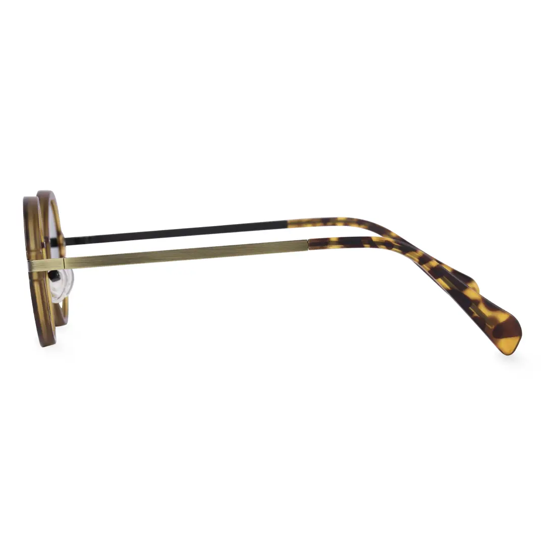Side view of Bil vintage round tr90 sunglasses RR0192302 in yellow tortoise