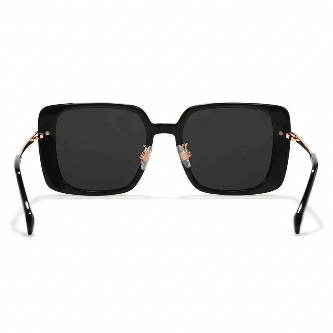 Back view of Bonina fashion square acetate sunglasses in black. SPU: SA0392503S