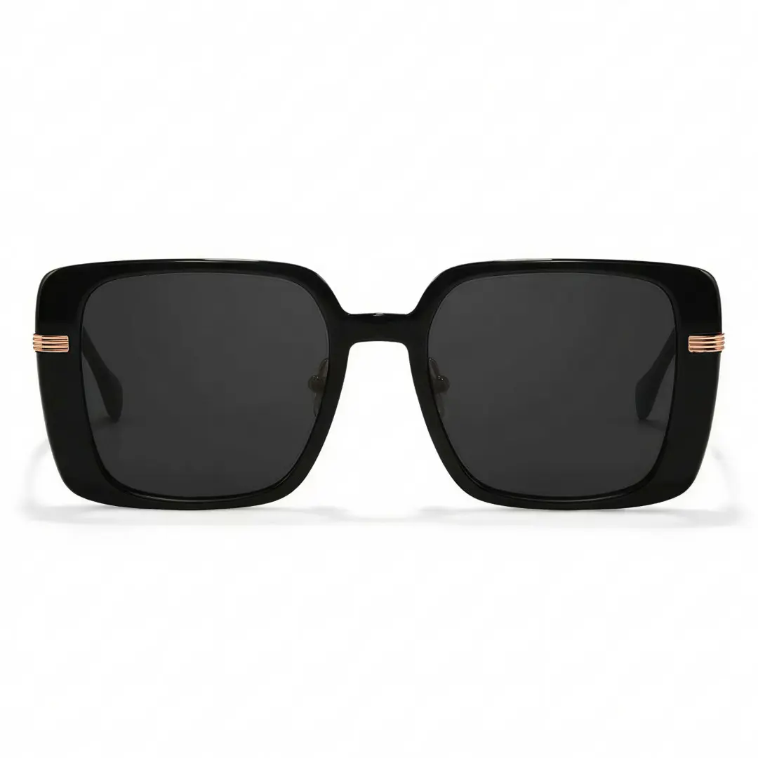 Front view of Bonina fashion square acetate sunglasses SA0392503S in black