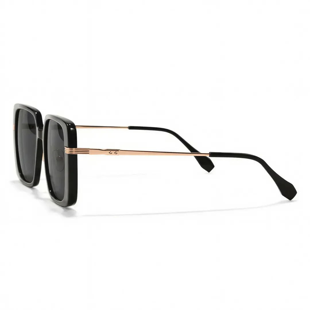 Side view of Bonina fashion square acetate sunglasses in black. SPU: SA0392503S