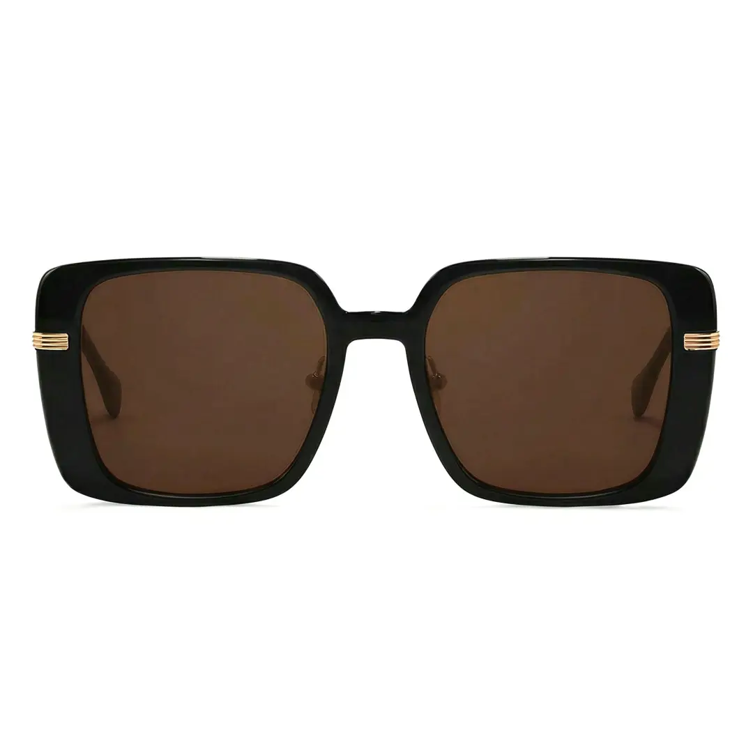 Front view of Bonina square acetate sunglasses SA0392503S in brown