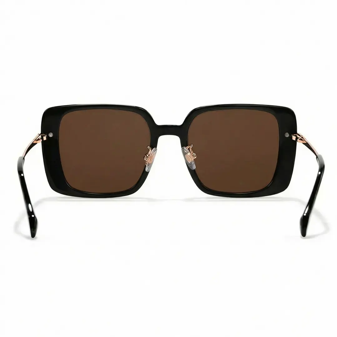 Back view of Bonina fashion square acetate sunglasses in brown. SPU: SA0392503S