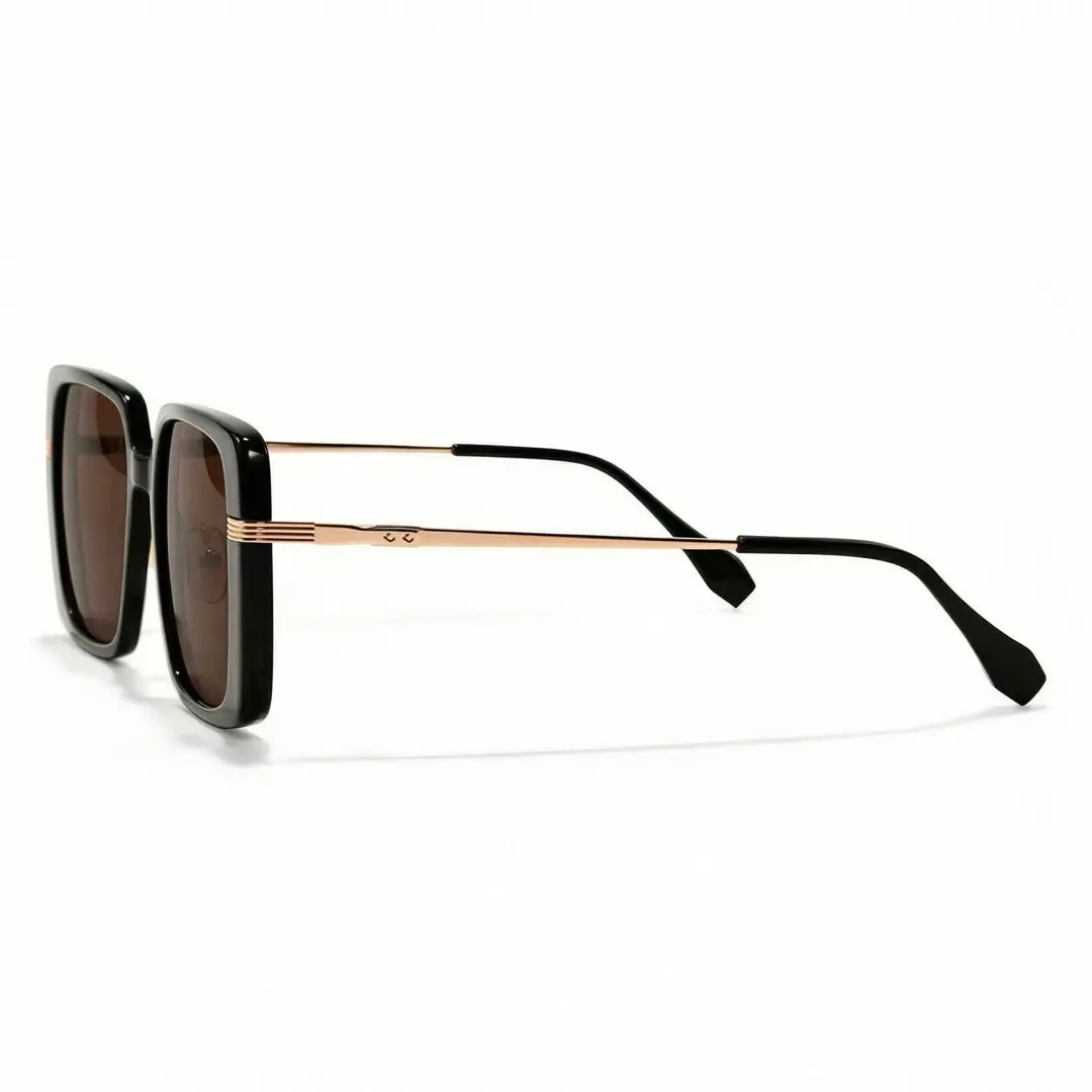 Side view of Bonina fashion square acetate sunglasses in brown. SPU: SA0392503S