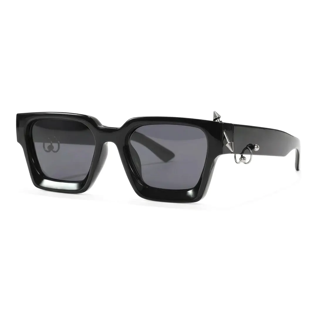 Angle view of Ansel square pc handcrafted polarized sunglasses SP0012603 in black