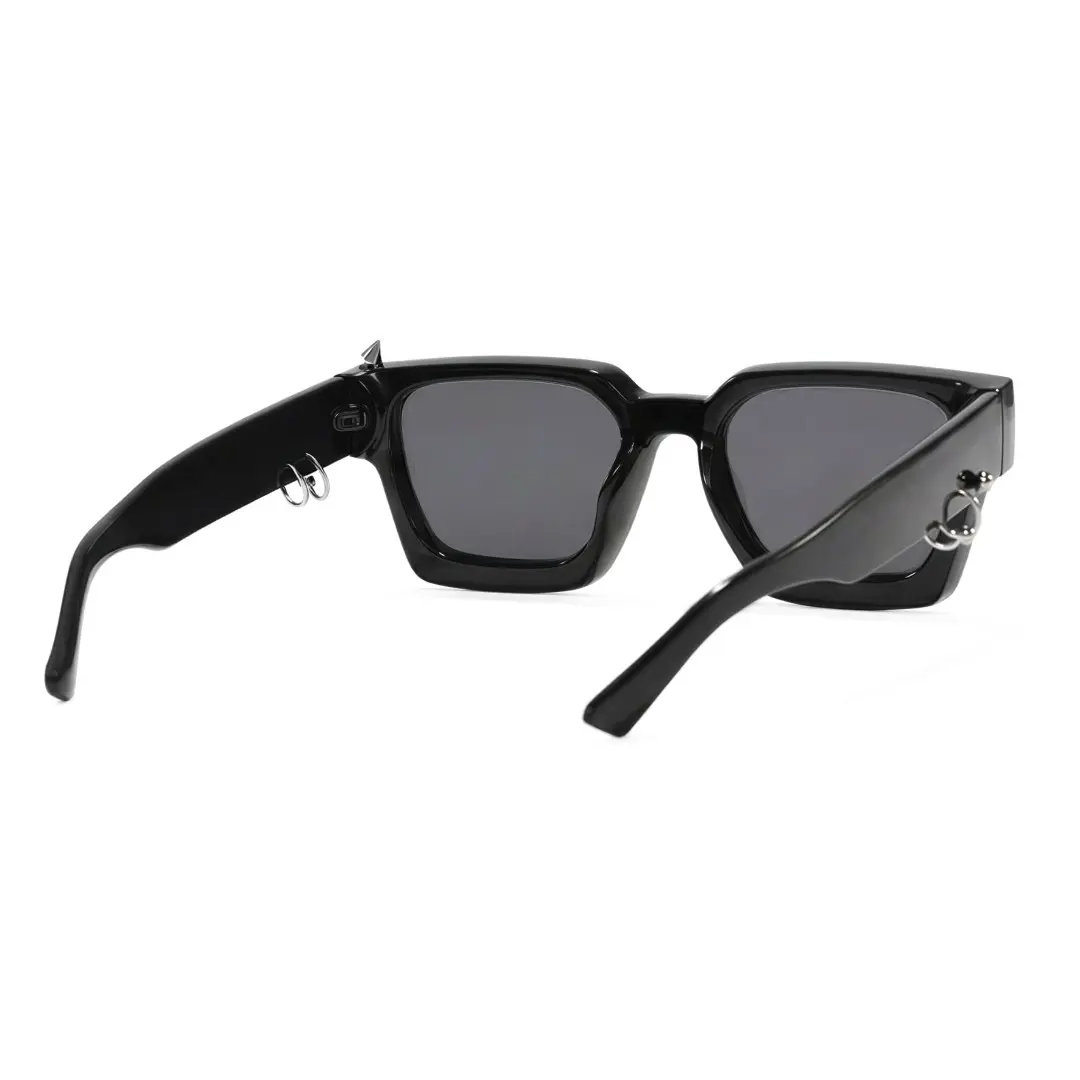 Back view of Ansel square pc handcrafted polarized sunglasses SP0012603 in black