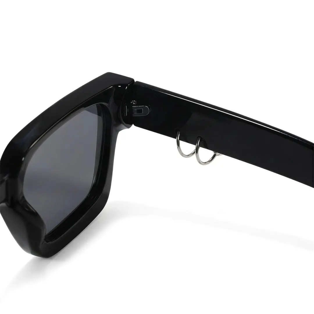 Hinge detail of Ansel square pc handcrafted polarized sunglasses SP0012603 in black