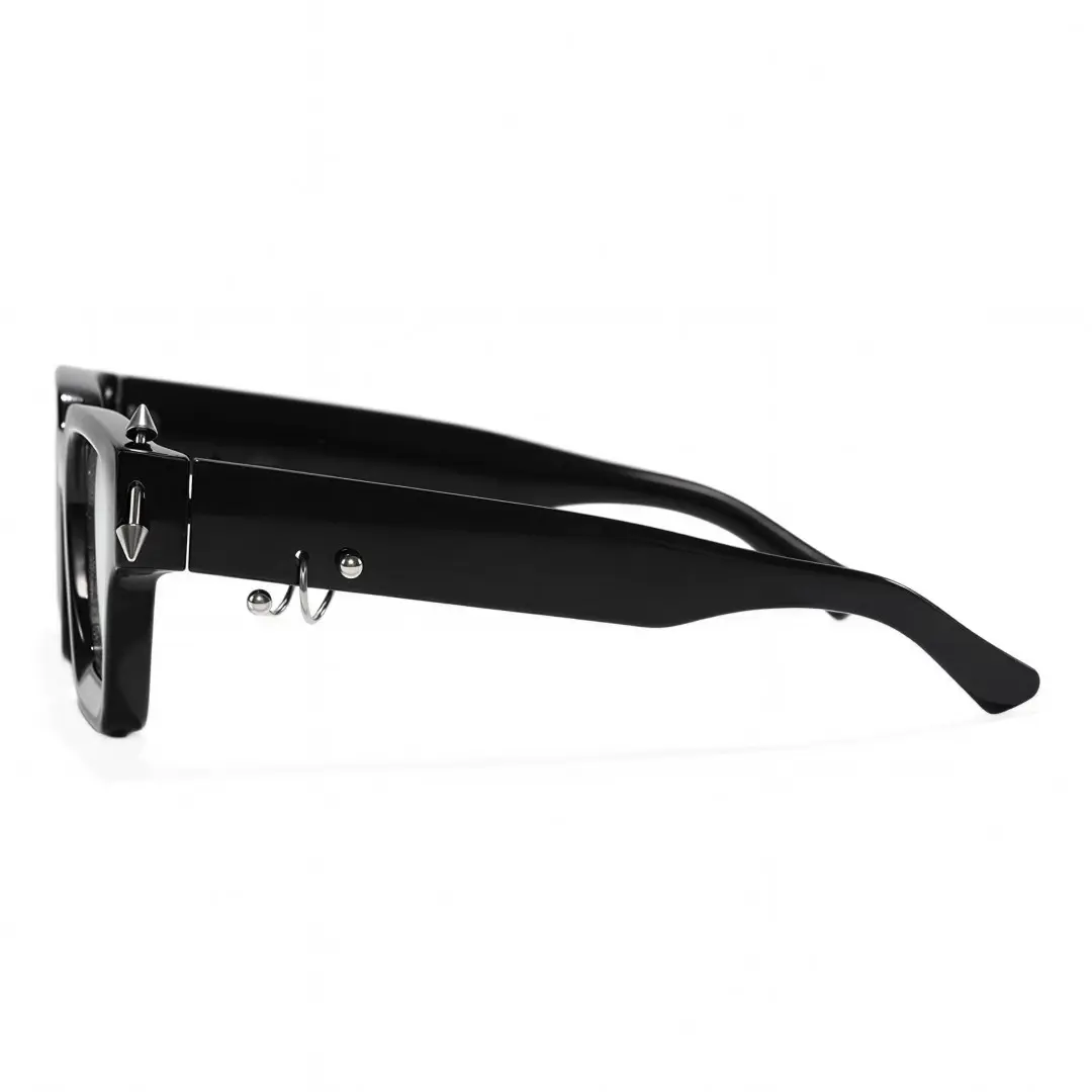 Side view of Ansel square pc handcrafted polarized sunglasses SP0012603 in black