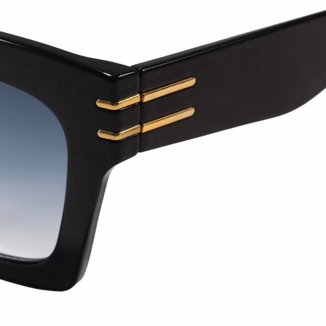 End piece detail of Brixt square pc sunglasses in black. SPU: SP0052605