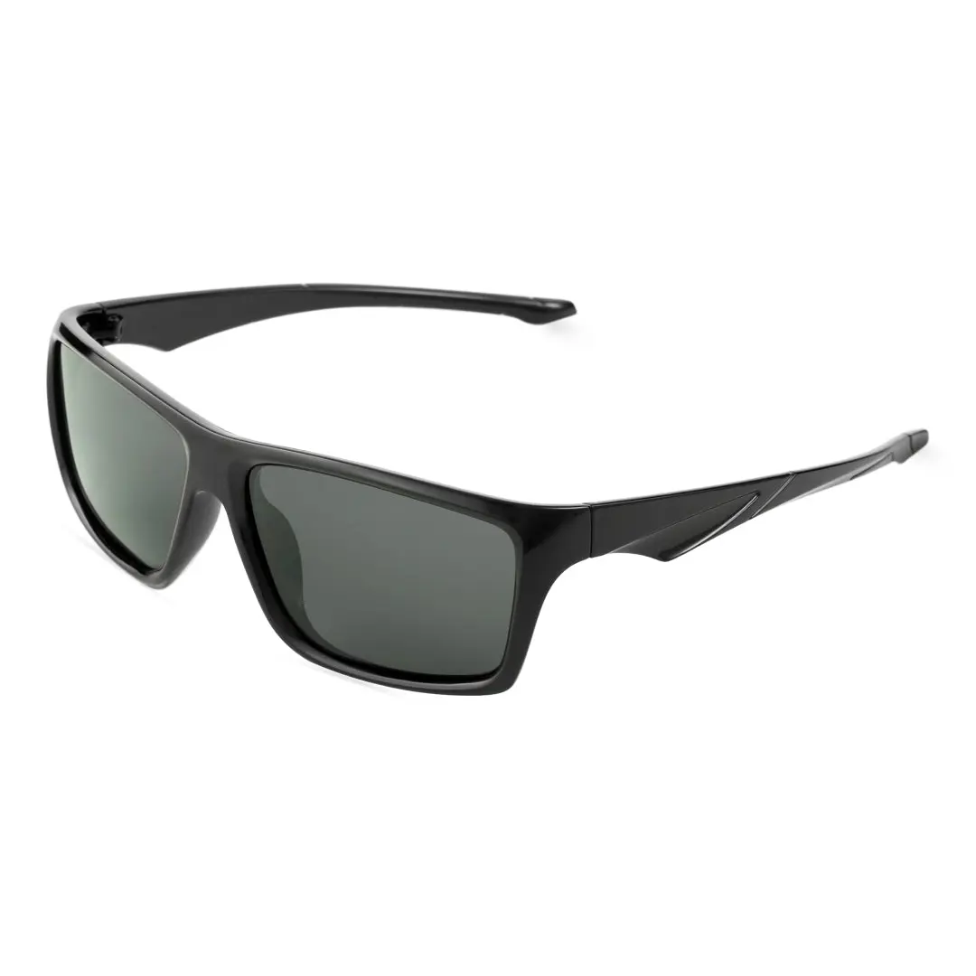 Angle view of Kieran square pc sunglasses SP0102410 in black