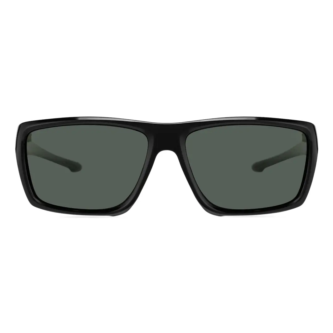 Front view of Kieran square pc sunglasses SP0102410 in black