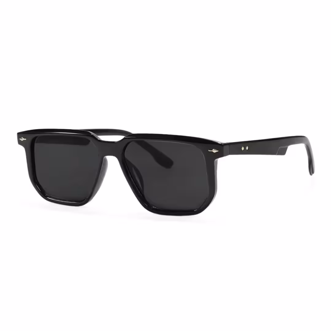 Angle view of Lior square pc sunglasses SP0142506 in black