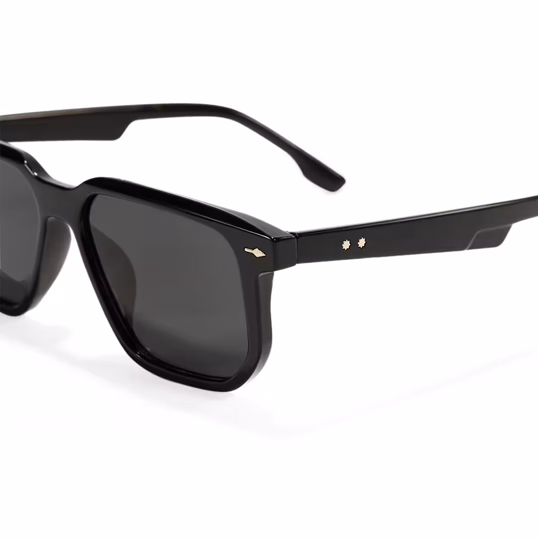 End piece detail of Lior square pc sunglasses SP0142506 in black