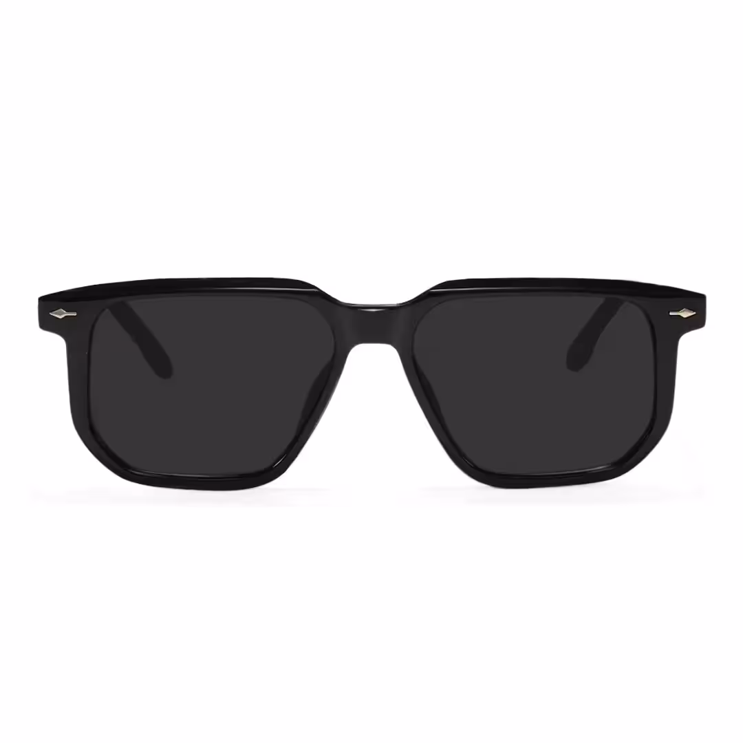 Front view of Lior square pc sunglasses SP0142506 in black