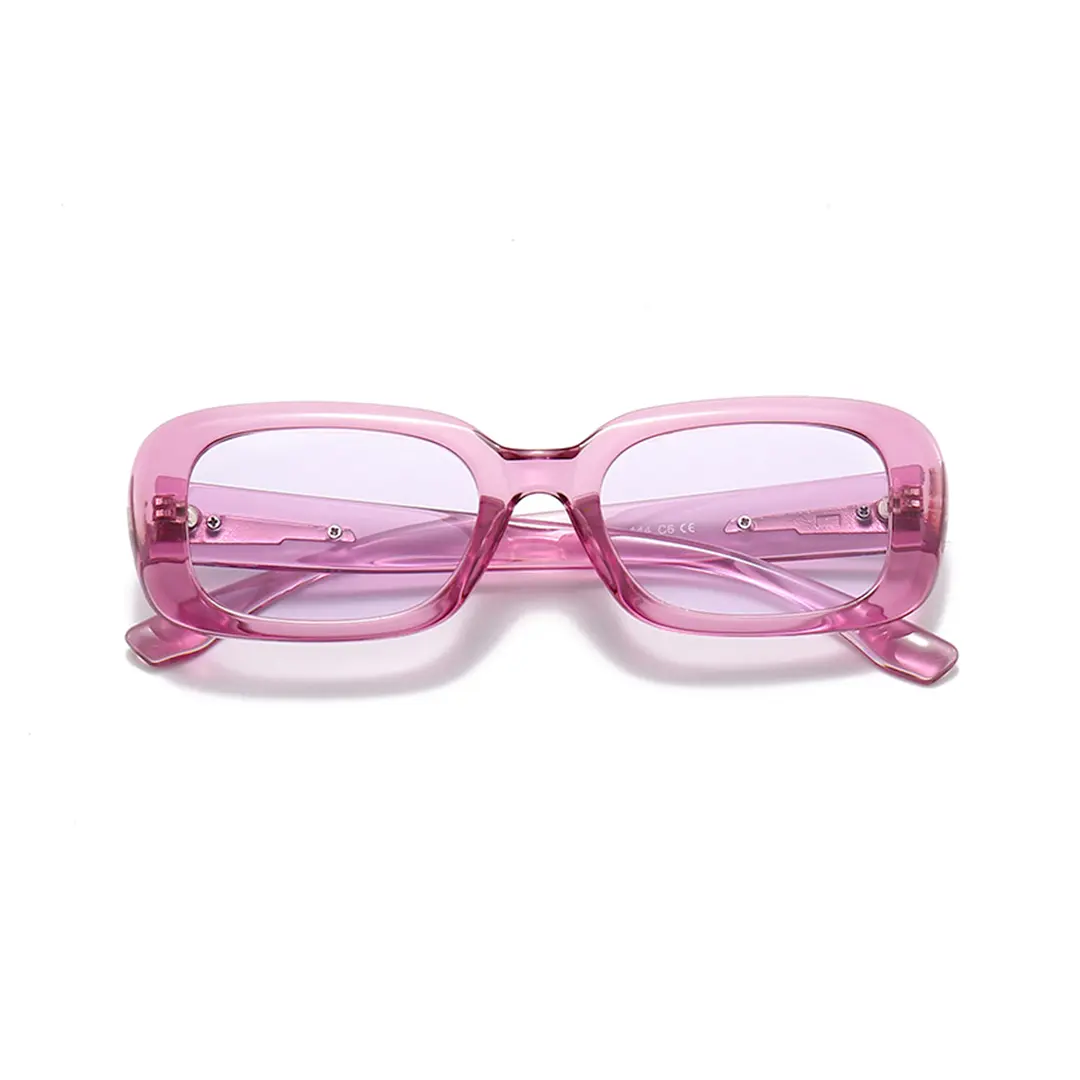 Front folded view of Sandra rectangle pc sunglasses SP0182507 in pink